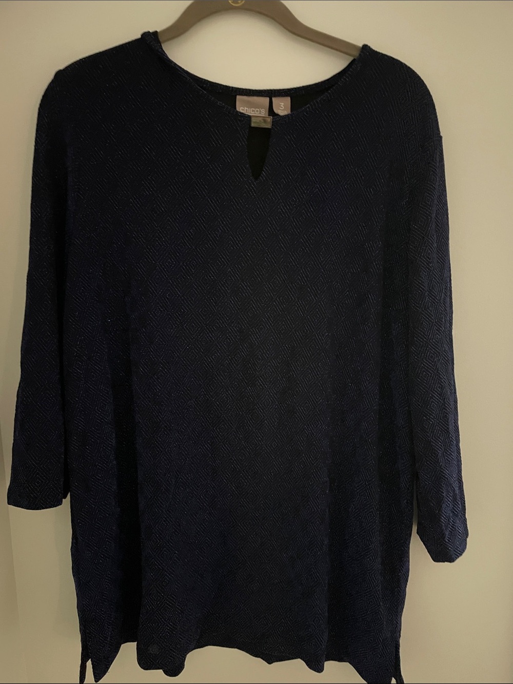 Chico's Dark Navy Textured Keyhole Tunic